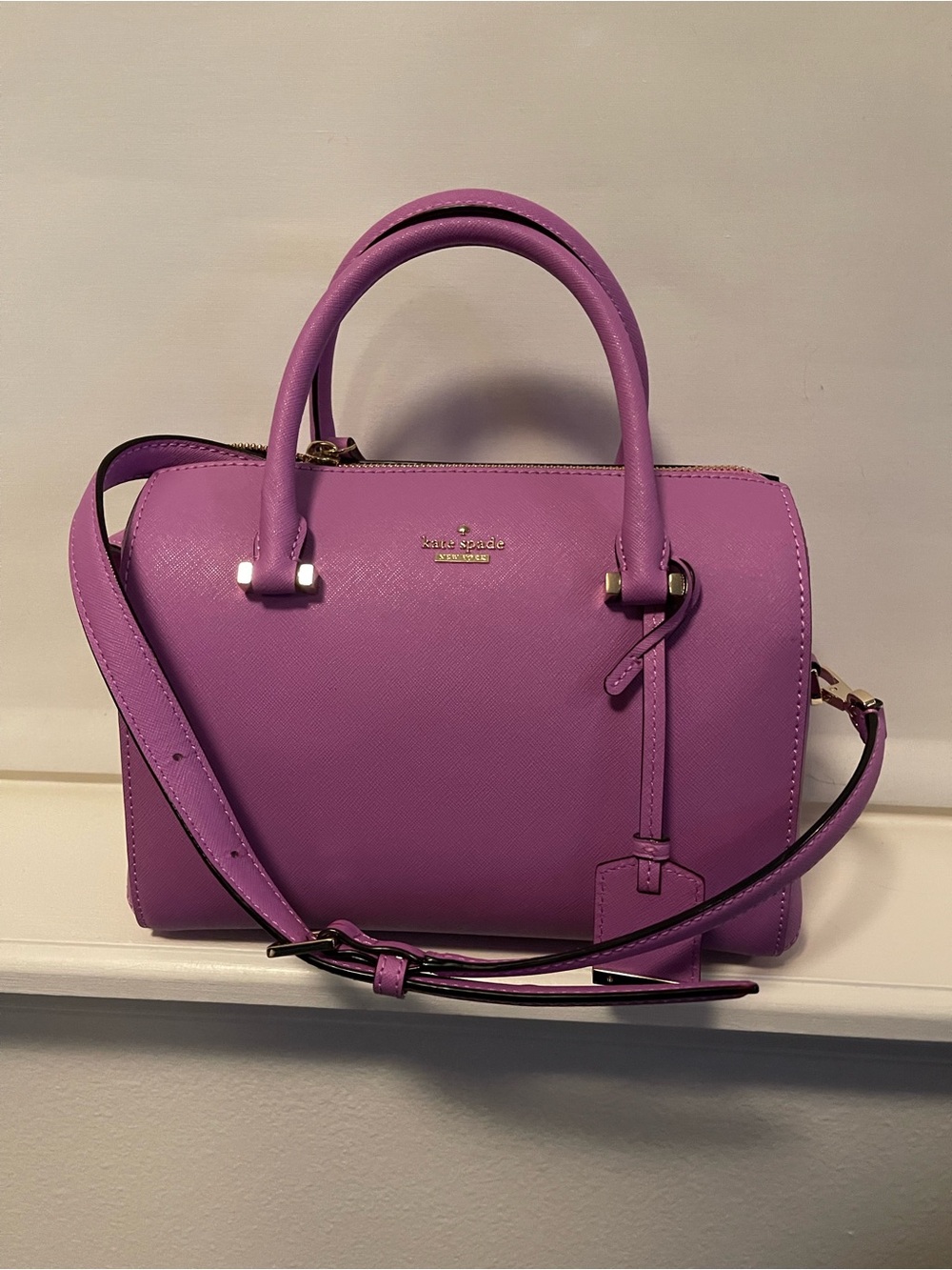 kate spade purple dome satchel with detachable strap
